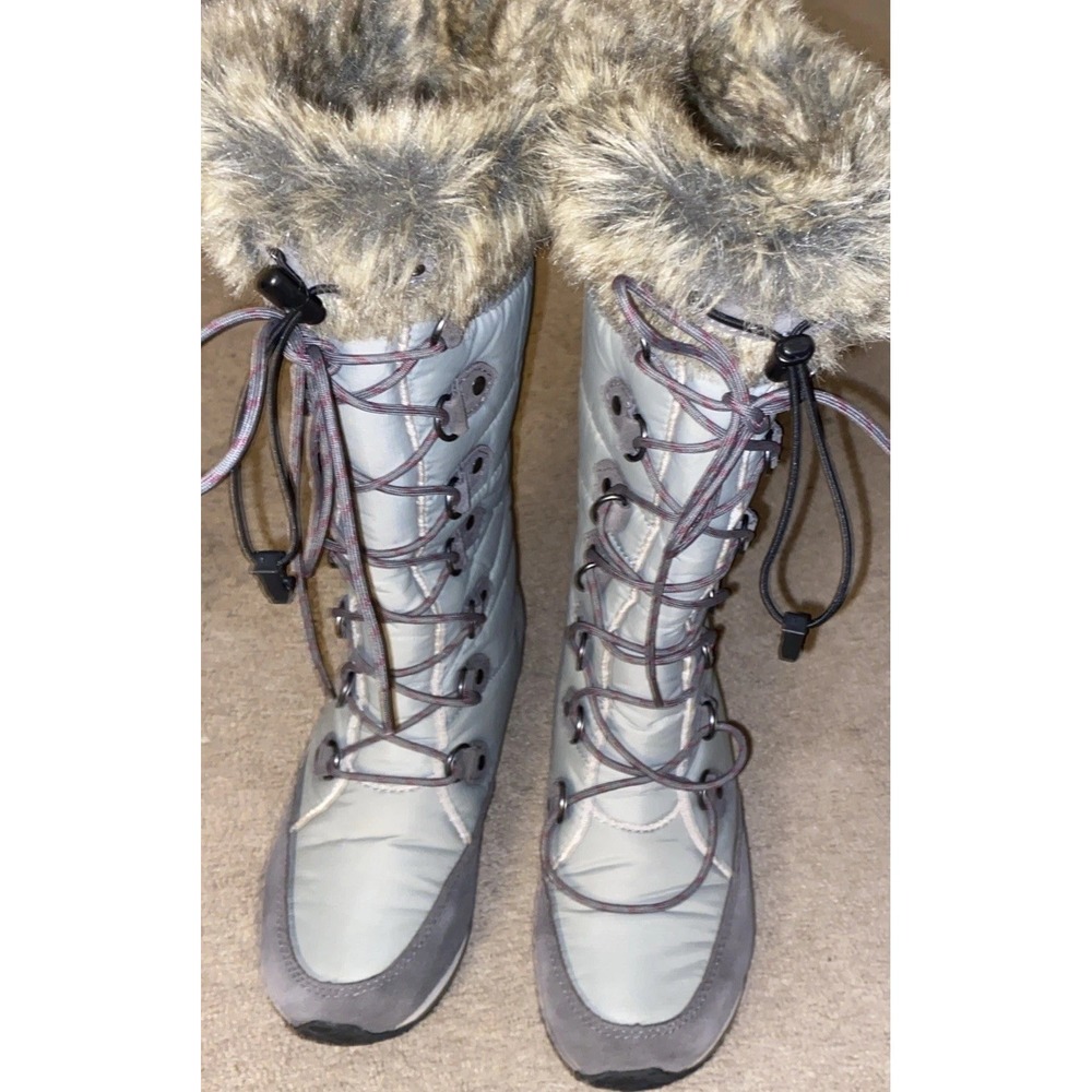 LL Bean Boots Carrabassett Fur Lace-Up Knee High Winter Snow Womens 6.5 Winter‎